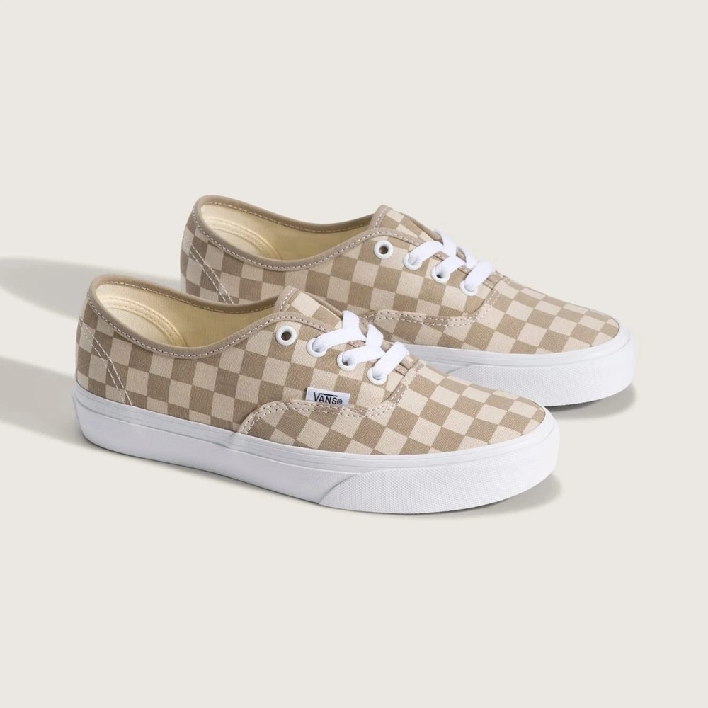 Vans Authentic Checkerboard Aluminum Oatmeal Tan Sneakers VN000EAD5EC Mens 10.5